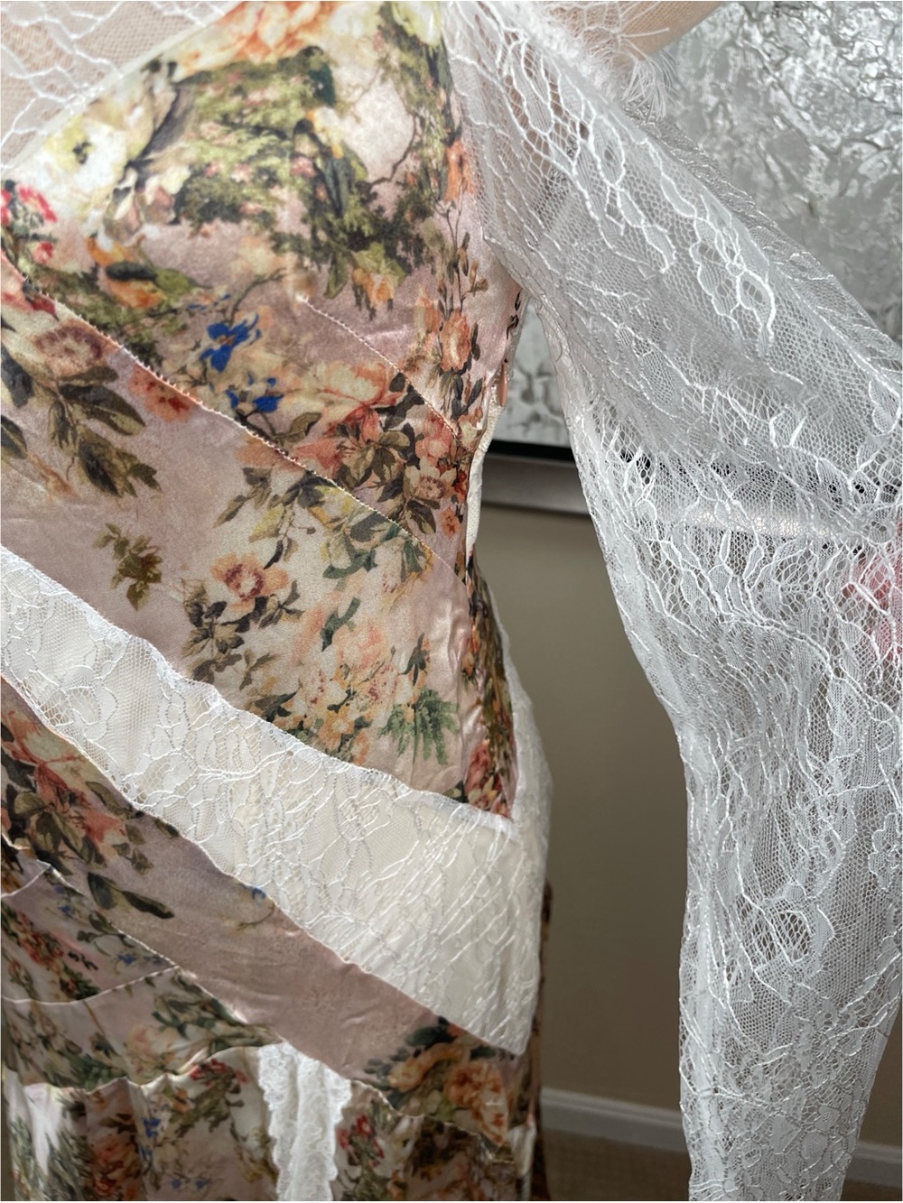 CAMILLA Lace Splice One Shoulder Long Sleeve Silk Maxi Dress Size Small - Picture 7 of 10